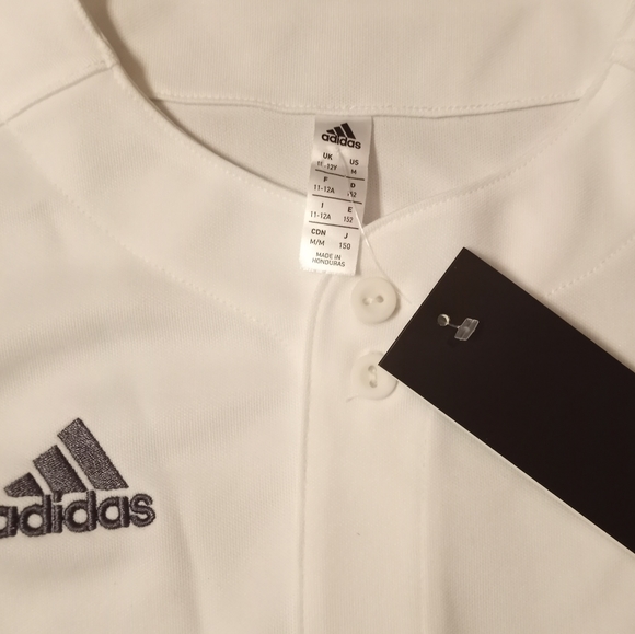 NEW Adidas White Button Up Athletic Jersey Youth Sz.M - Picture 3 of 3